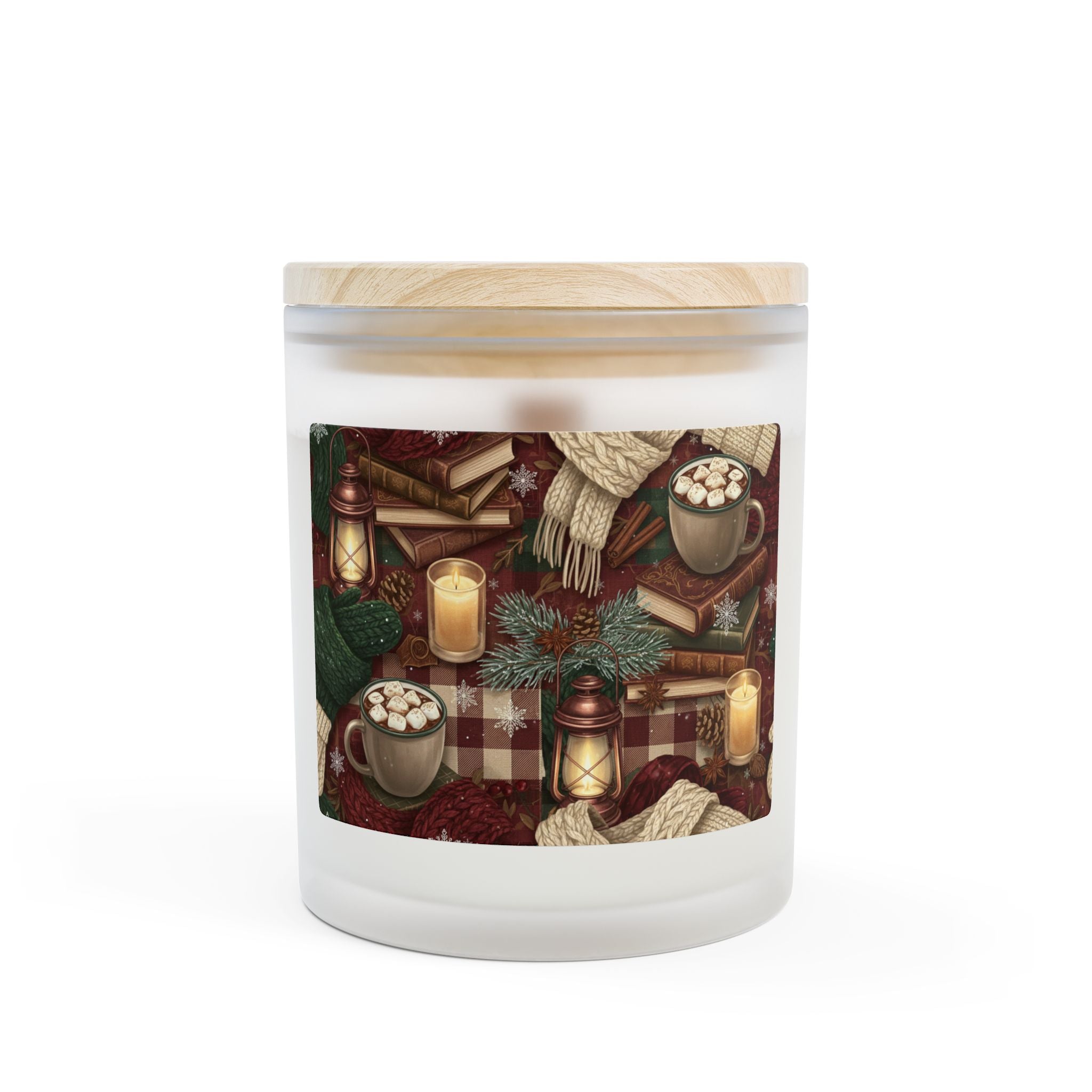 Cozy Winter Nights Frosted Glass Candle — Hot Cocoa & Lanterns Scented 11oz - La magie de maman