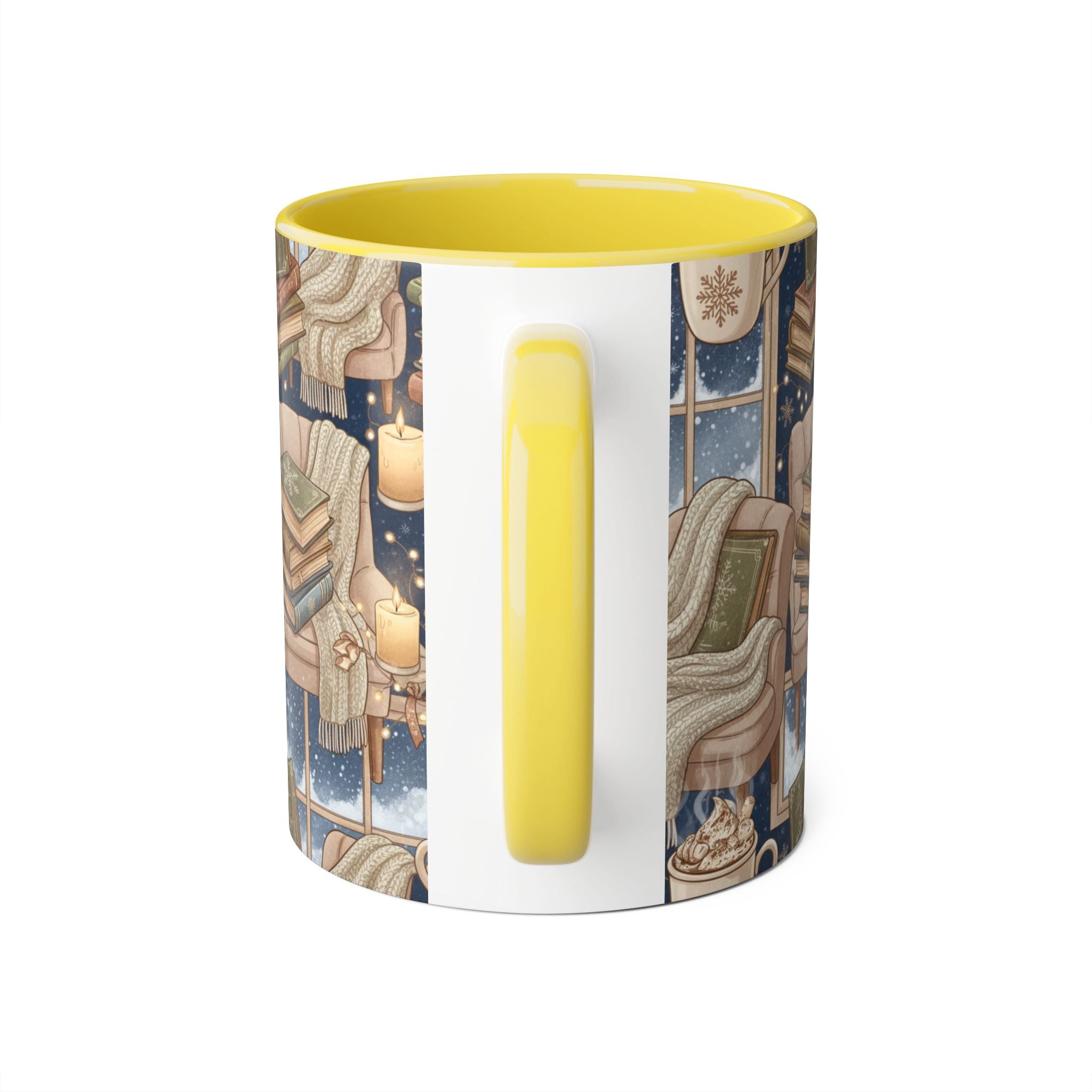 Cozy Reading Night Accent Mug – Hot Cocoa, Candles & Stacked Books (11oz) - La magie de maman