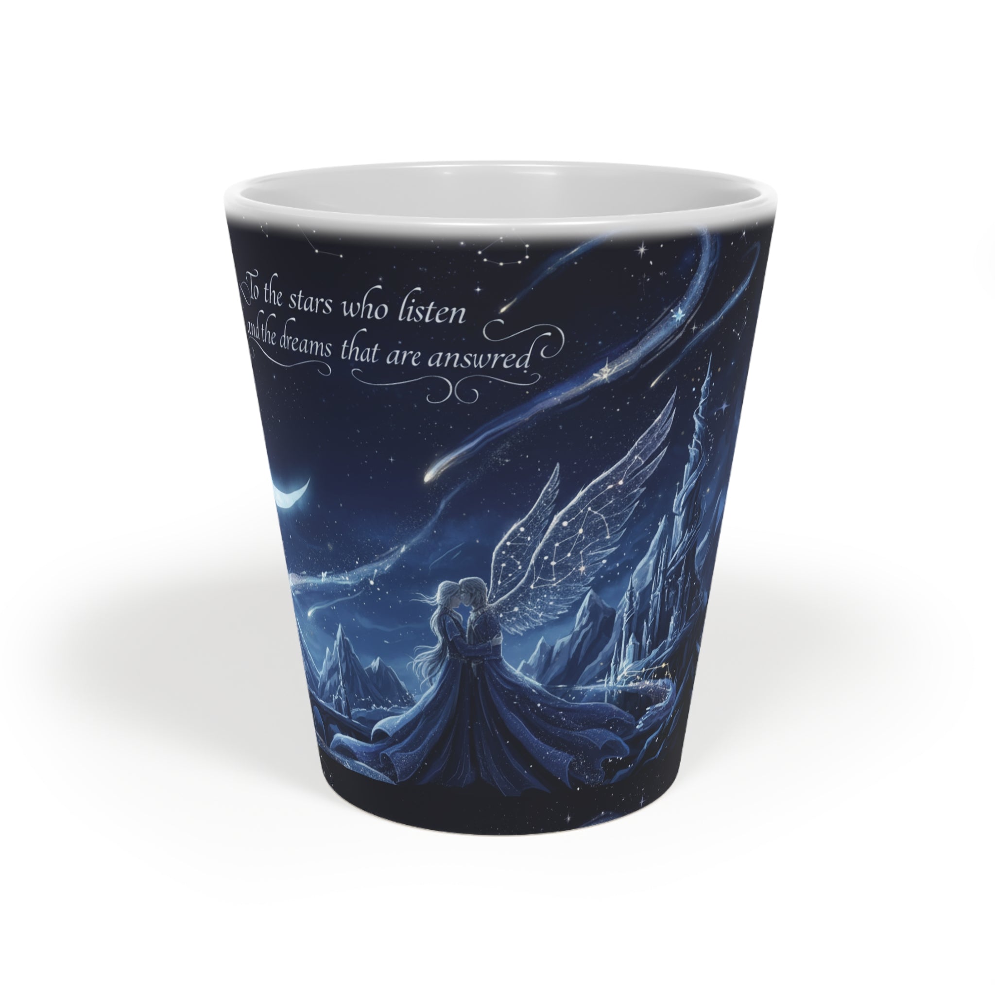 Celestial Night Latte Mug — Angel & Moon Fantasy 12oz - La magie de maman