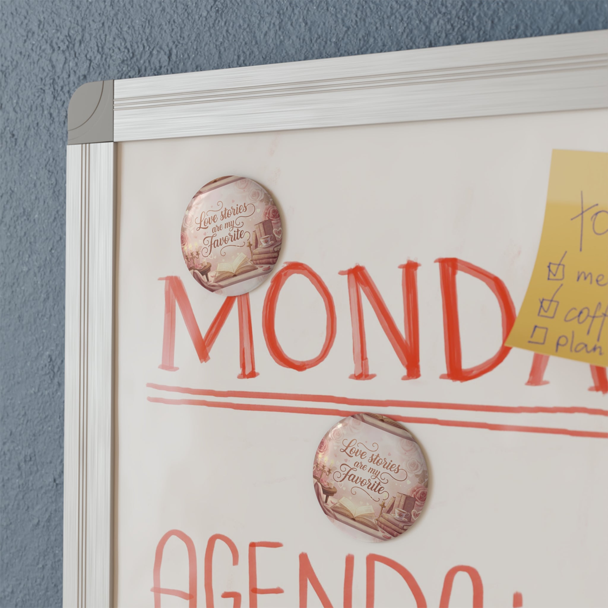 Round Magnet — "Love Stories Are My Favorite" Book Lover Fridge Magnet - La magie de maman