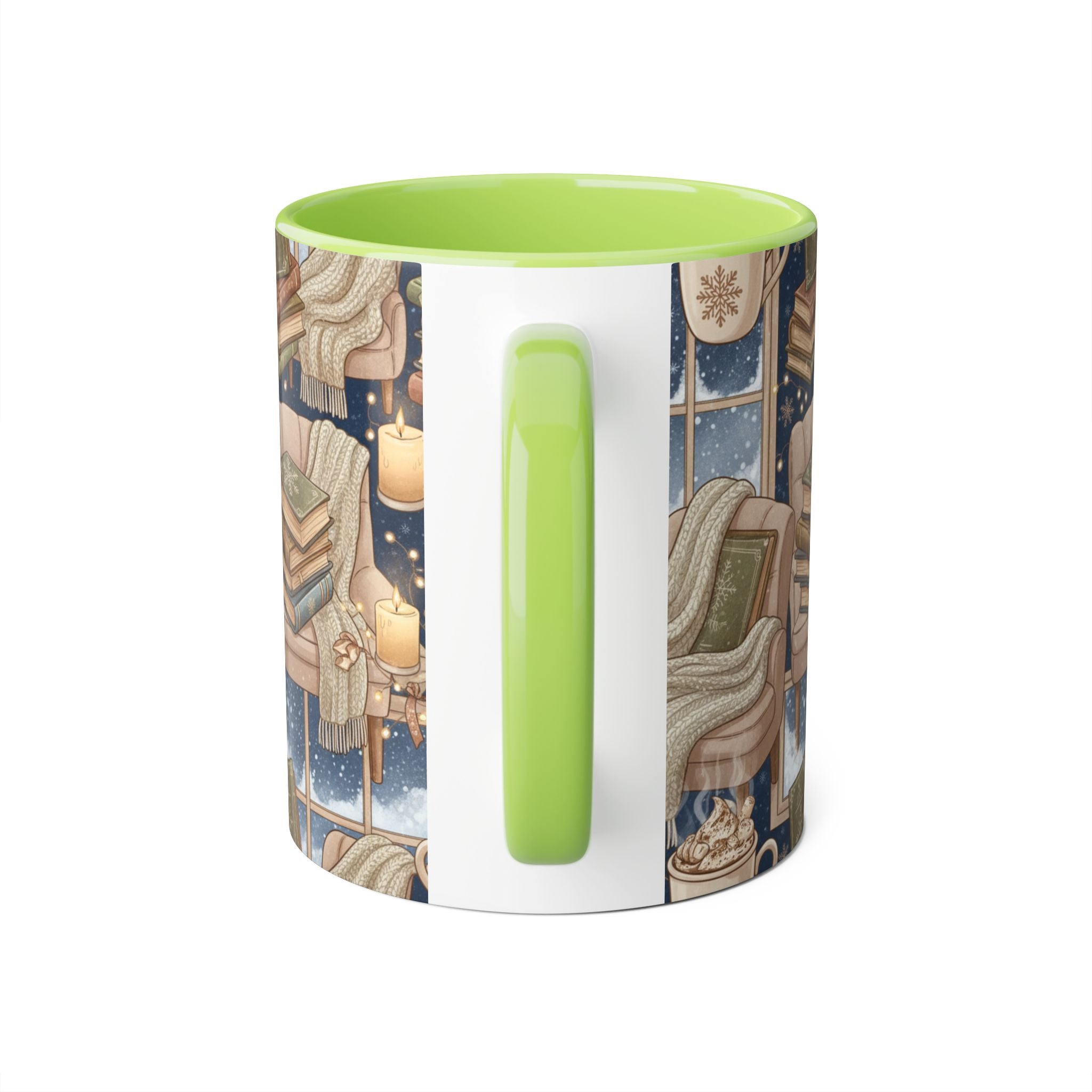 Cozy Reading Night Accent Mug – Hot Cocoa, Candles & Stacked Books (11oz) - La magie de maman