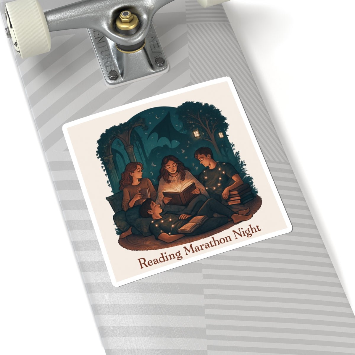 Reading Marathon Night Sticker — Cozy Book Club Laptop Decal - La magie de maman