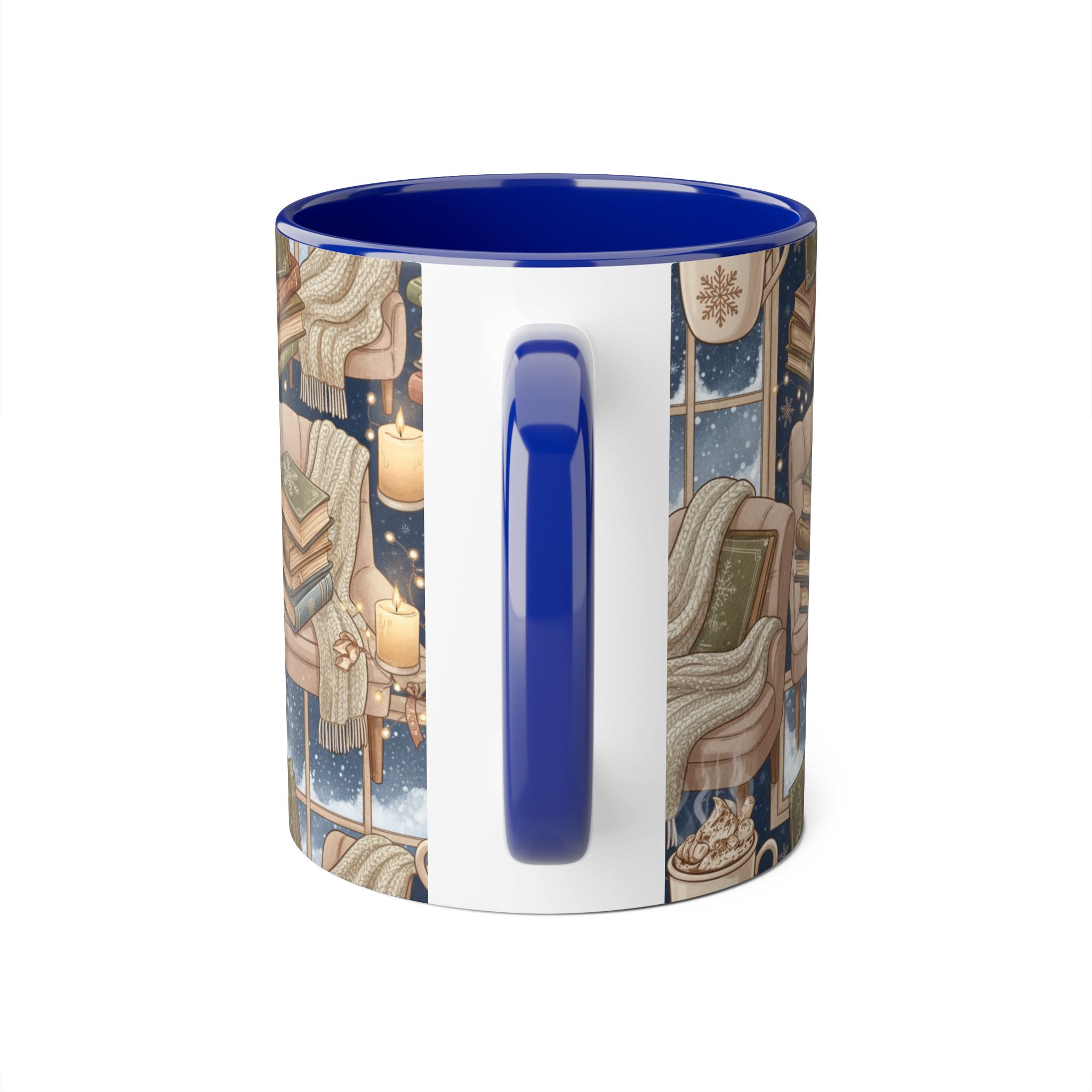 Cozy Reading Night Accent Mug – Hot Cocoa, Candles & Stacked Books (11oz) - La magie de maman