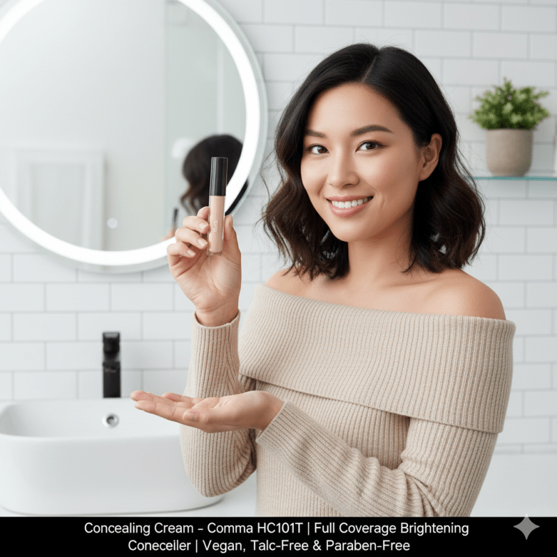 Concealing Cream – Comma HC101T | Full Coverage Brightening Concealer | Vegan, Talc - Free & Paraben - Free - La magie de maman
