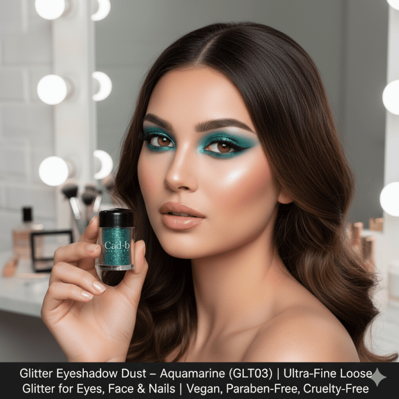 Glitter Eyeshadow Dust – Aquamarine (GLT03) | Ultra - Fine Loose Glitter for Eyes, Face & Nails | Vegan, Paraben - Free, Cruelty - Free - La magie de maman