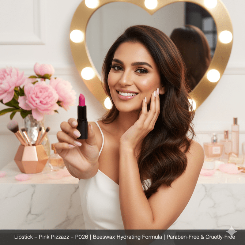 Lipstick – Pink Pizzazz – P026 | Beeswax Hydrating Formula | Paraben - Free & Cruelty - Free - La magie de maman