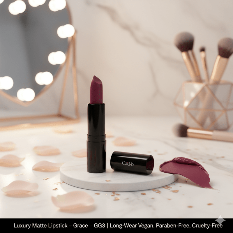 Luxury Matte Lipstick – Grace – GG3 | Long - Wear, Vegan, Paraben - Free, Cruelty - Free - La magie de maman