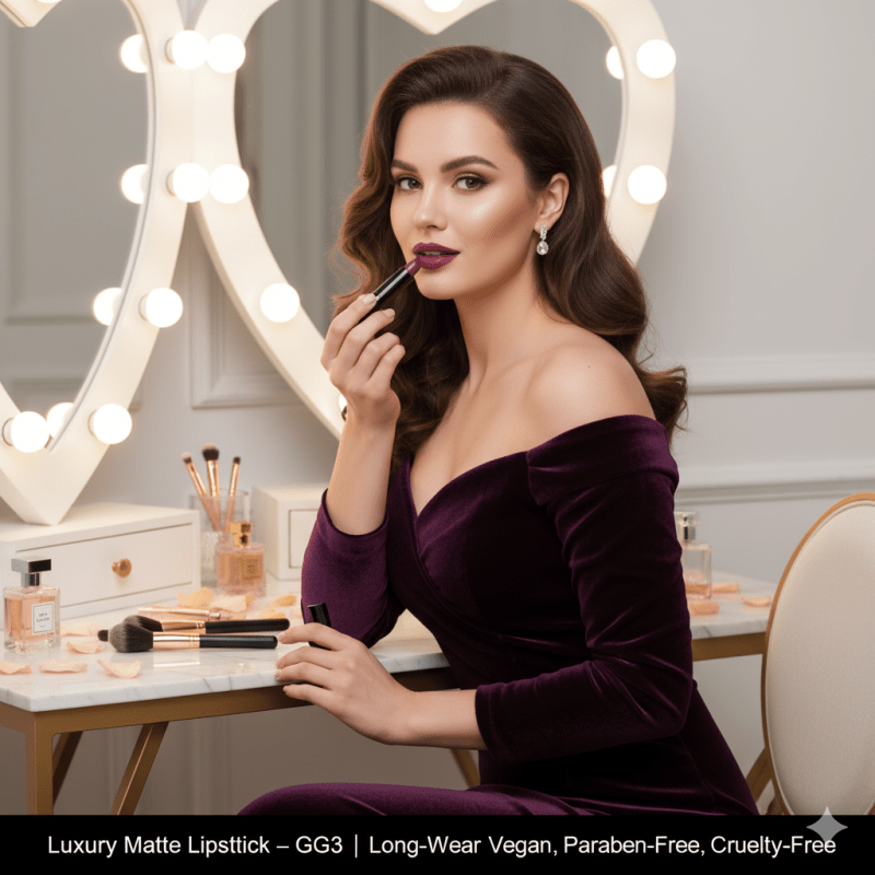 Luxury Matte Lipstick – Grace – GG3 | Long - Wear, Vegan, Paraben - Free, Cruelty - Free - La magie de maman