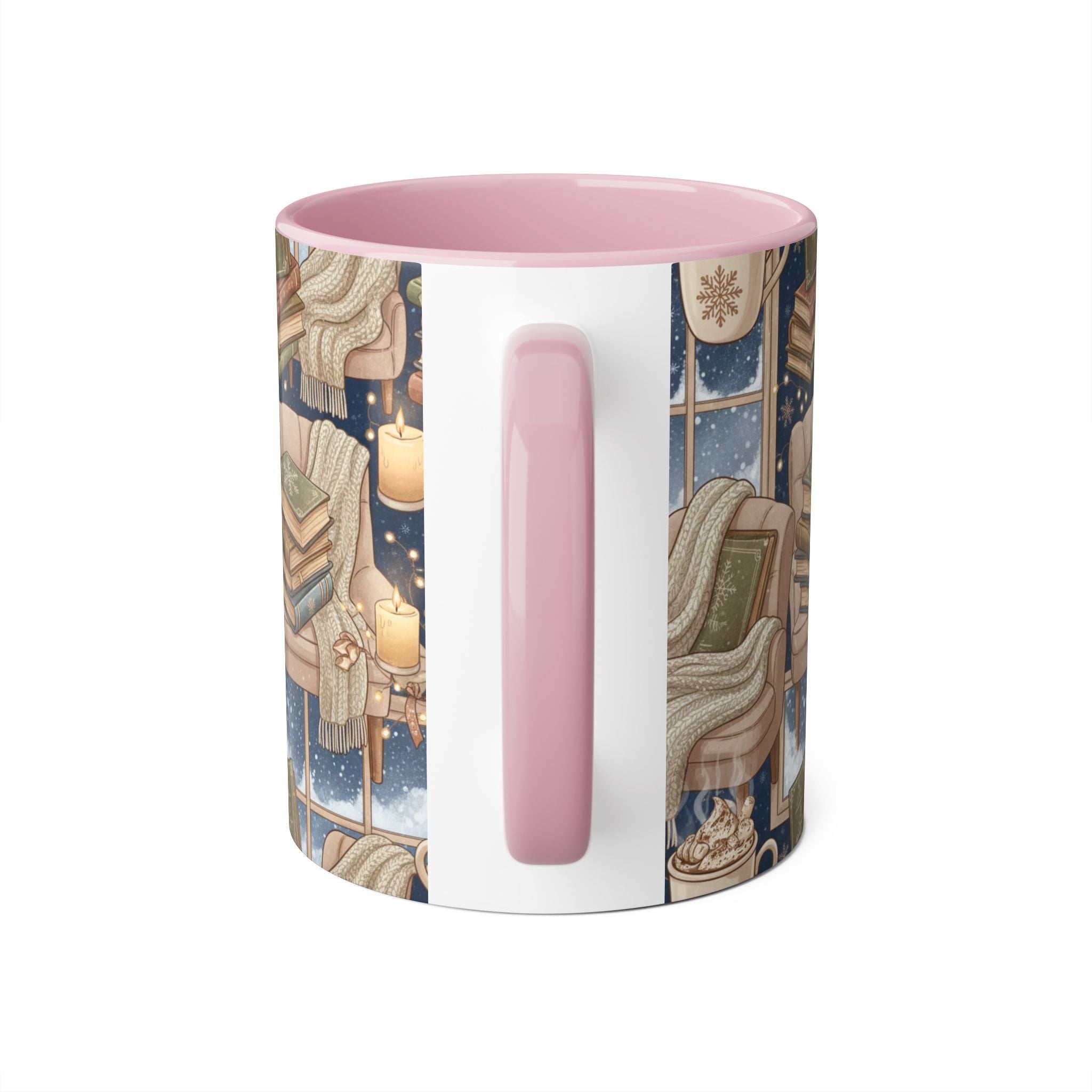 Cozy Reading Night Accent Mug – Hot Cocoa, Candles & Stacked Books (11oz) - La magie de maman