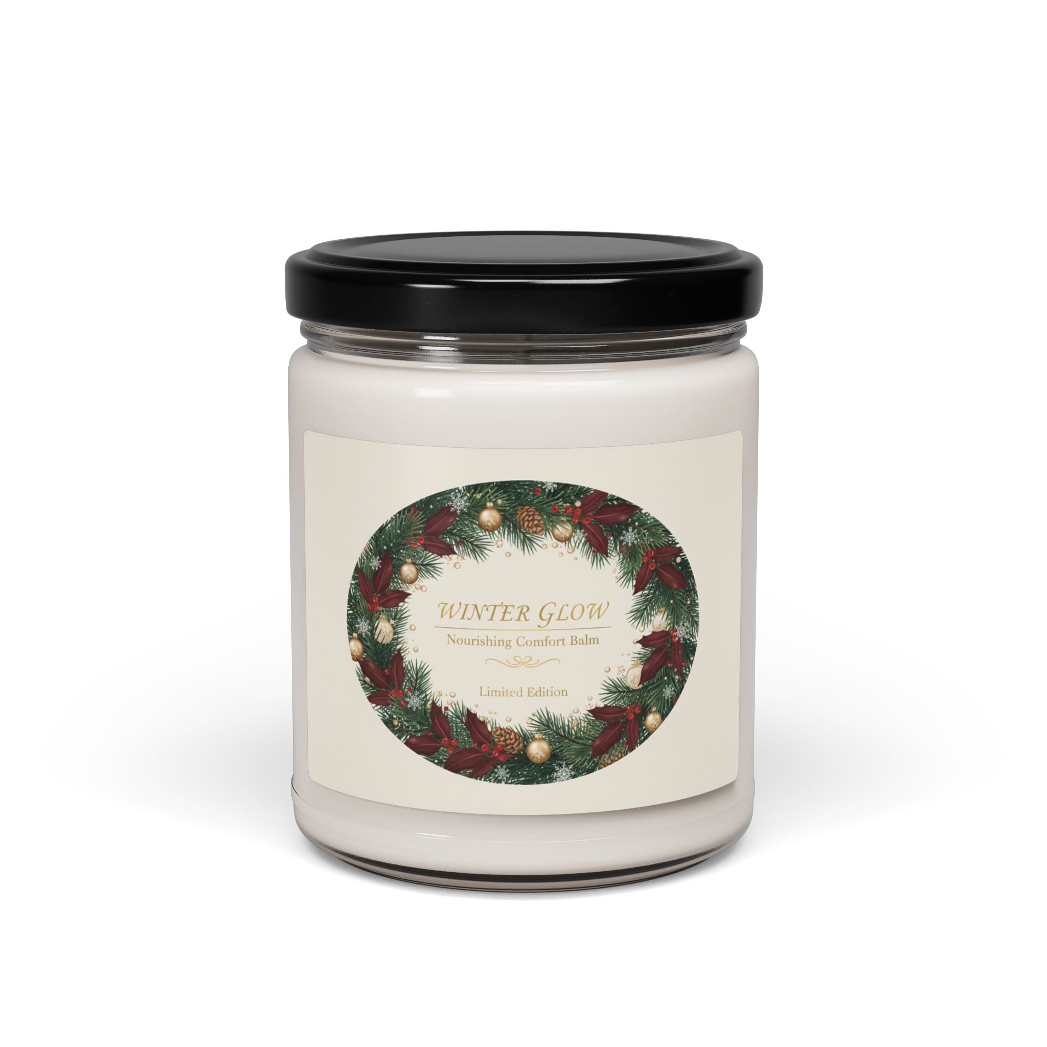 Winter Glow Scented Soy Candle — 9oz Holiday Wreath Fragrance - La magie de maman