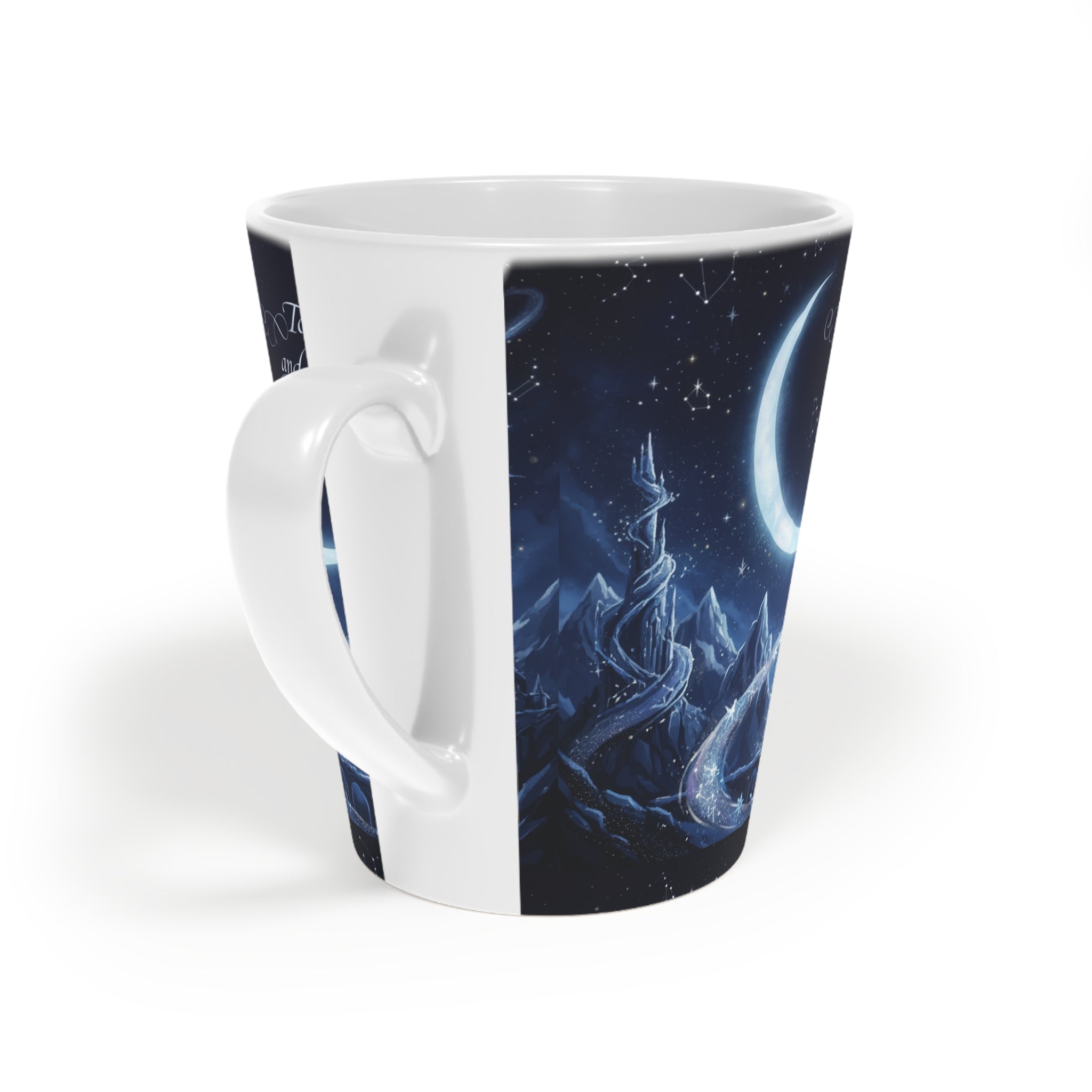 Celestial Night Latte Mug — Angel & Moon Fantasy 12oz - La magie de maman