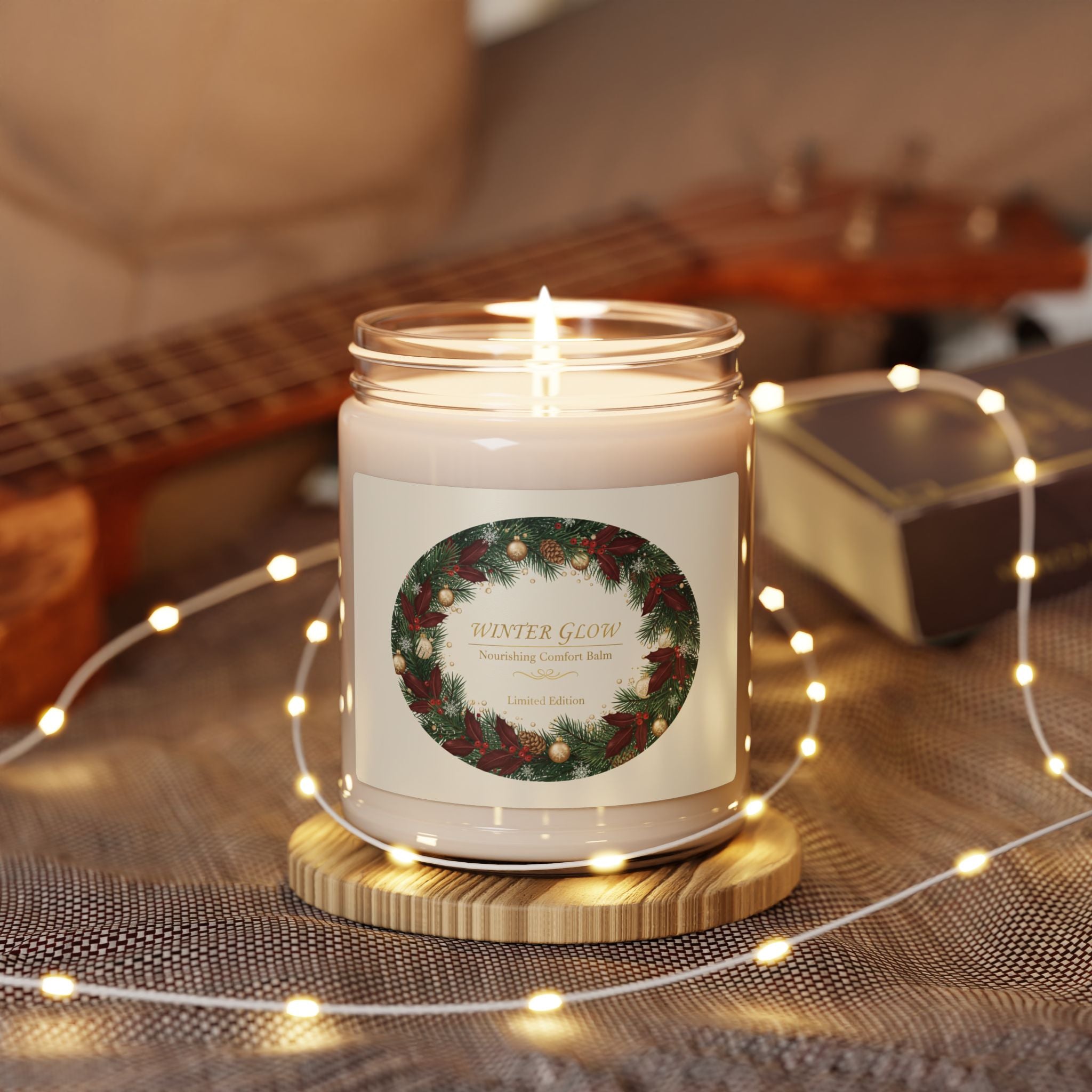Winter Glow Scented Soy Candle — 9oz Holiday Wreath Fragrance - La magie de maman