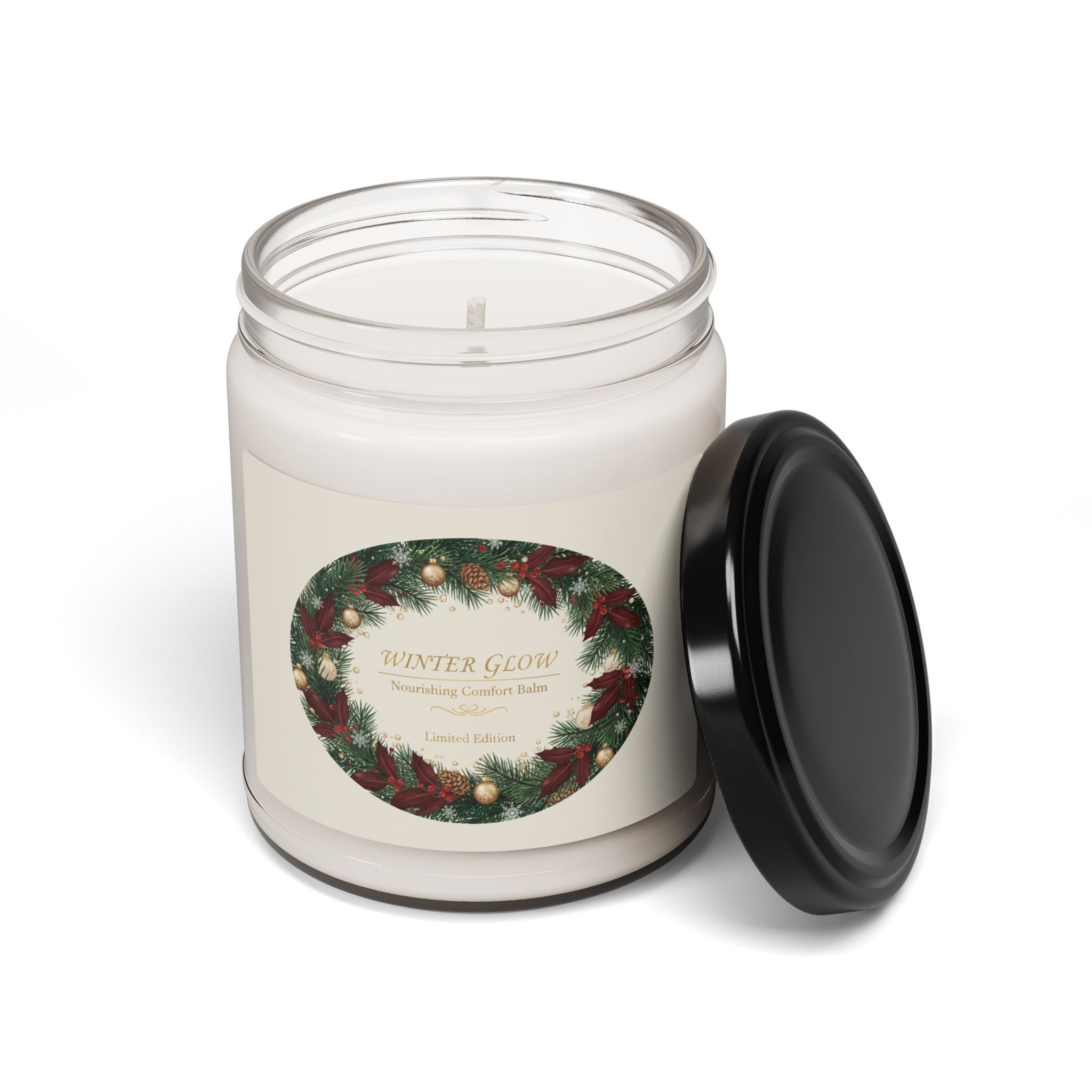 Winter Glow Scented Soy Candle — 9oz Holiday Wreath Fragrance - La magie de maman