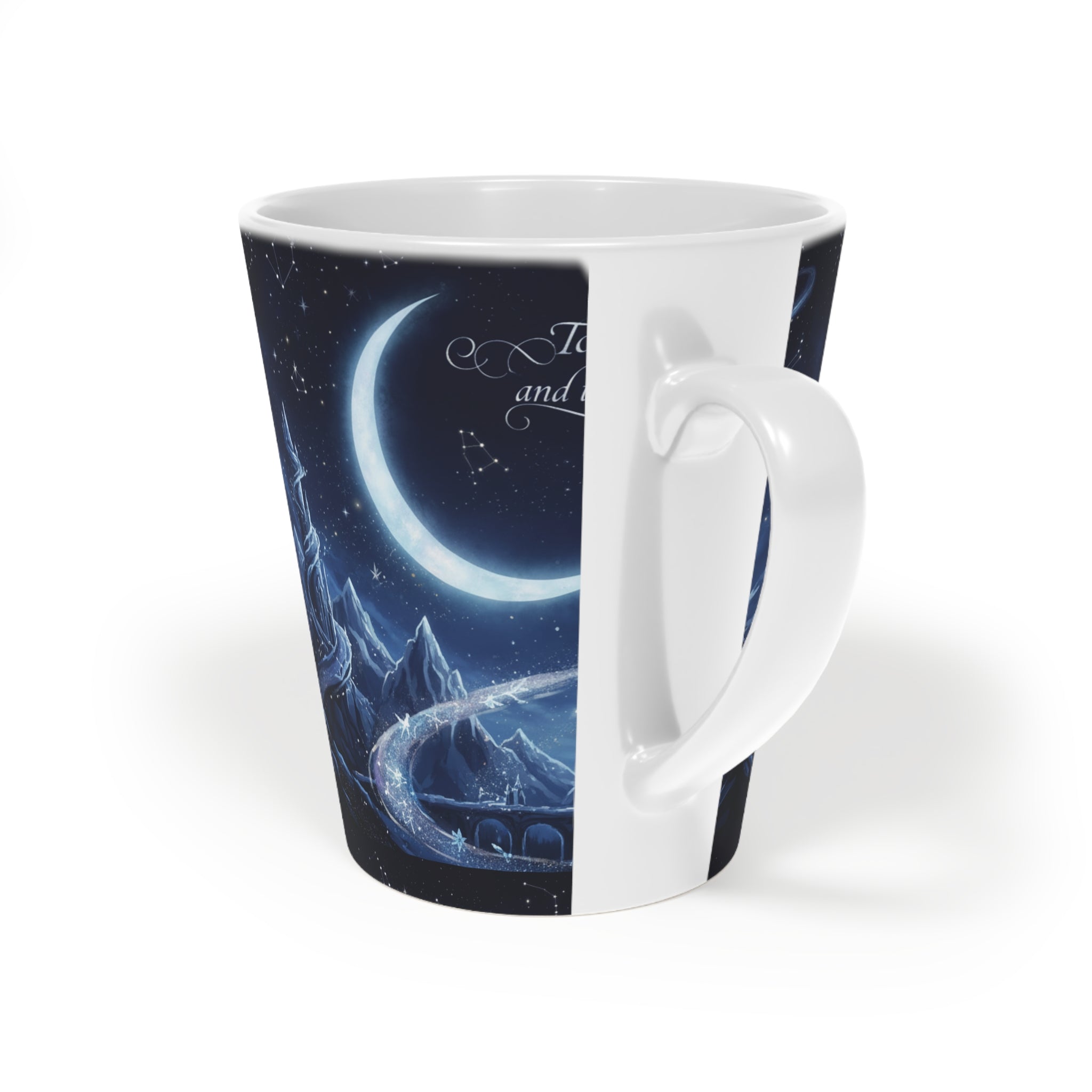 Celestial Night Latte Mug — Angel & Moon Fantasy 12oz - La magie de maman