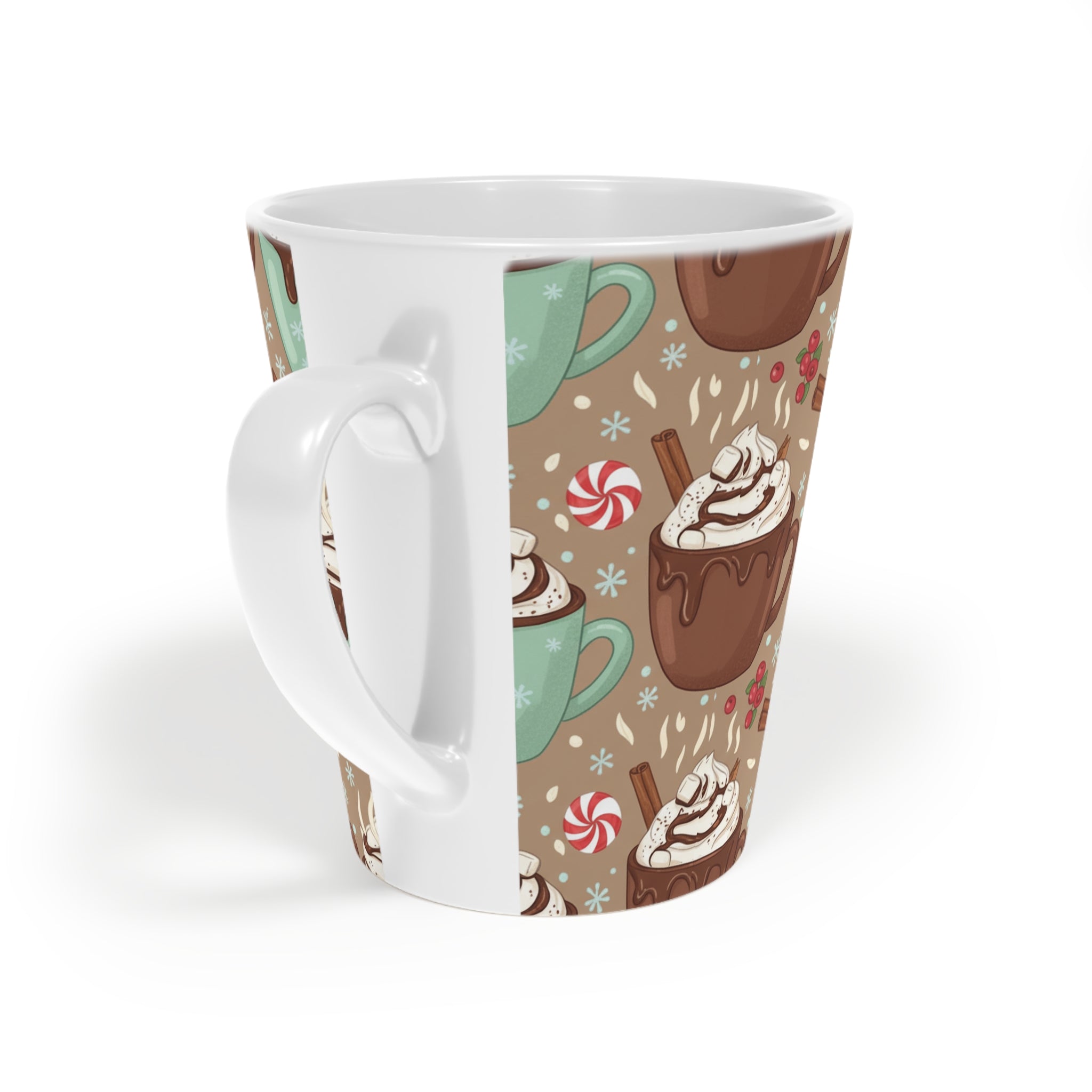 Holiday Hot Cocoa Latte Mug — 12oz Festive Peppermint & Whipped Cream Design - La magie de maman