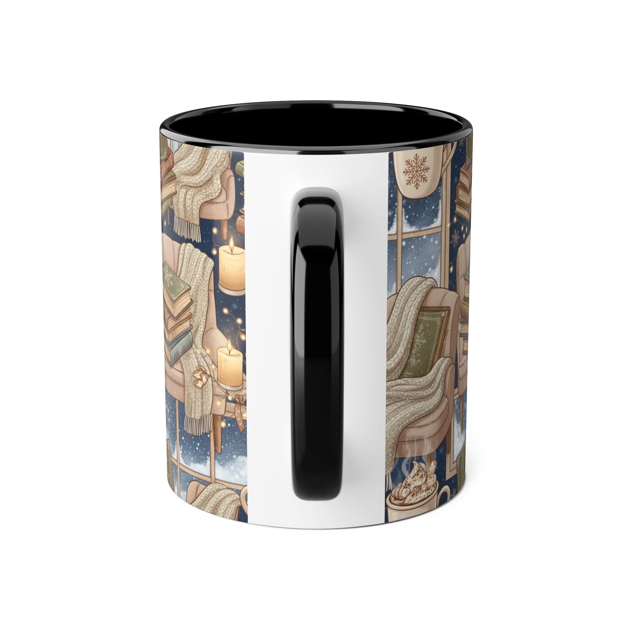 Cozy Reading Night Accent Mug – Hot Cocoa, Candles & Stacked Books (11oz) - La magie de maman