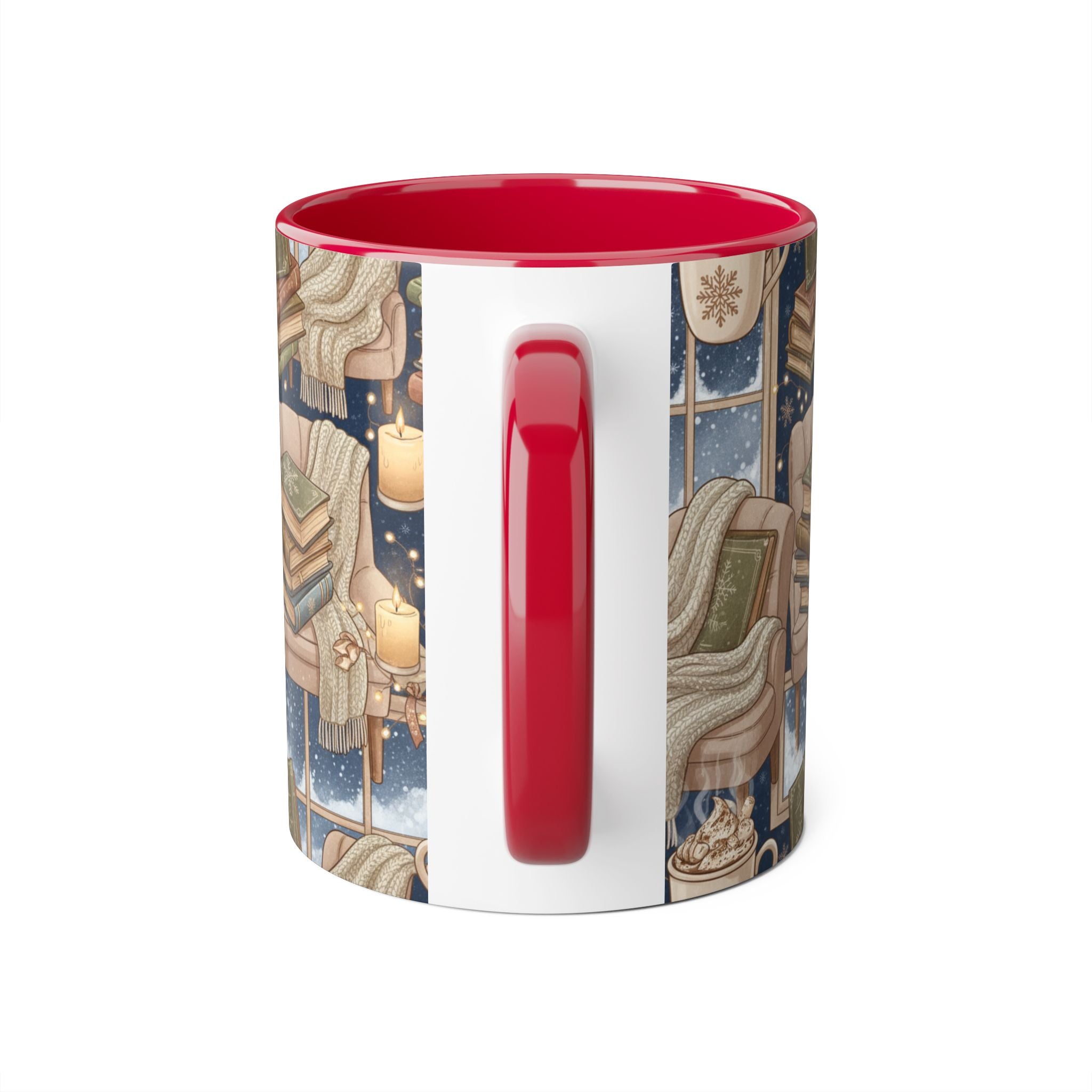 Cozy Reading Night Accent Mug – Hot Cocoa, Candles & Stacked Books (11oz) - La magie de maman