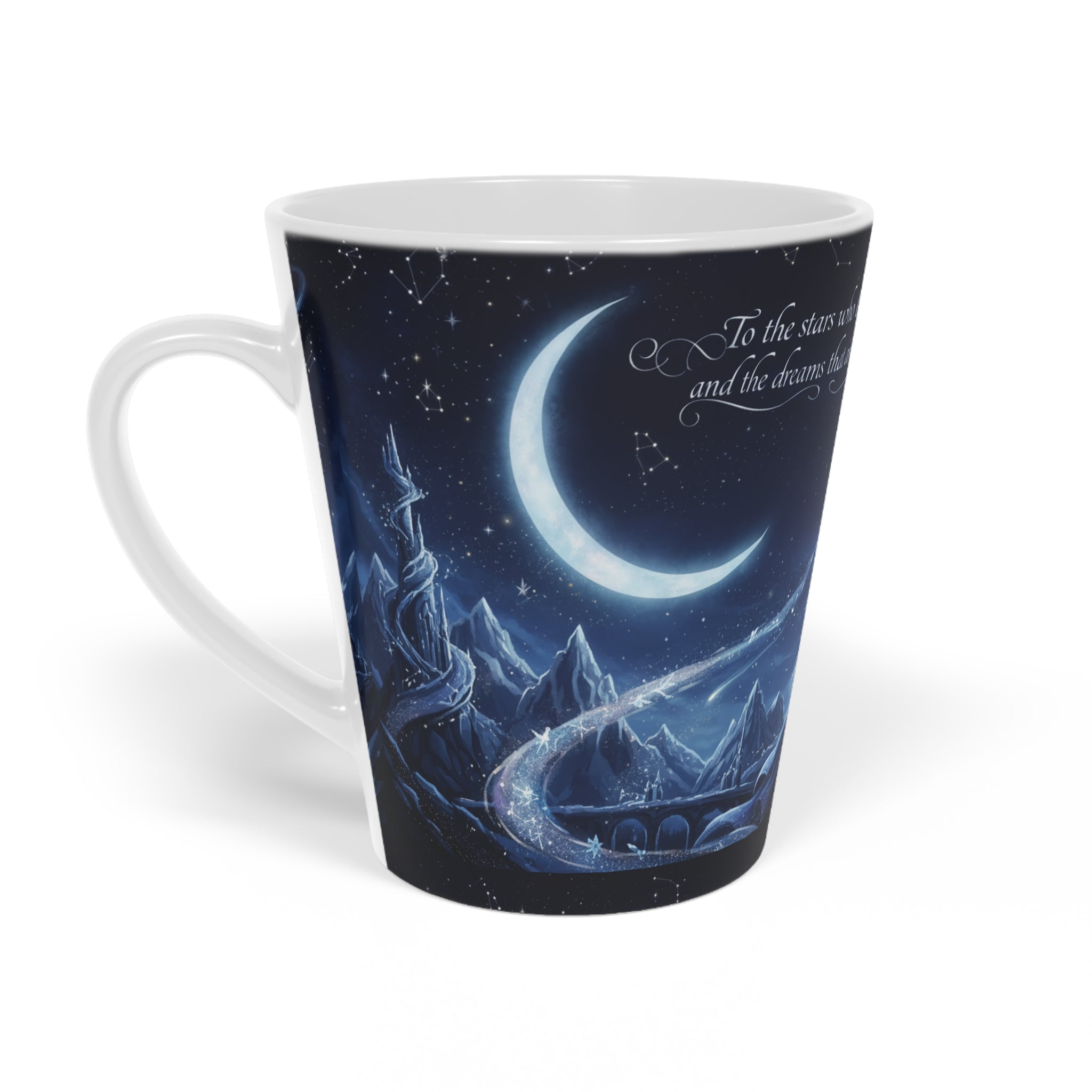 Celestial Night Latte Mug — Angel & Moon Fantasy 12oz - La magie de maman