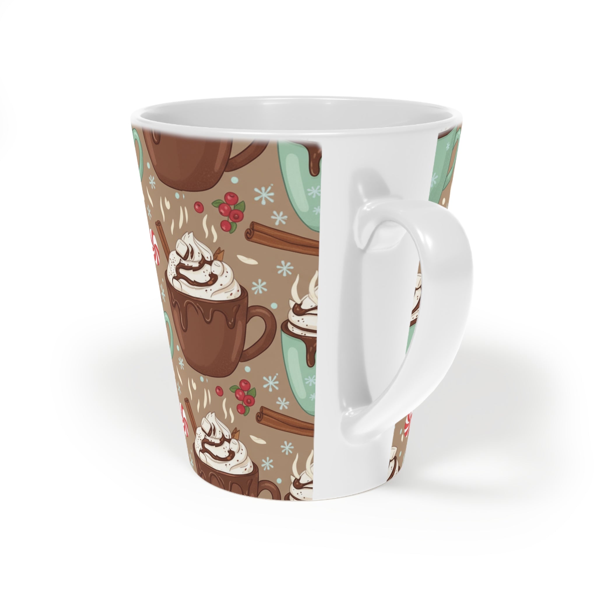 Holiday Hot Cocoa Latte Mug — 12oz Festive Peppermint & Whipped Cream Design - La magie de maman