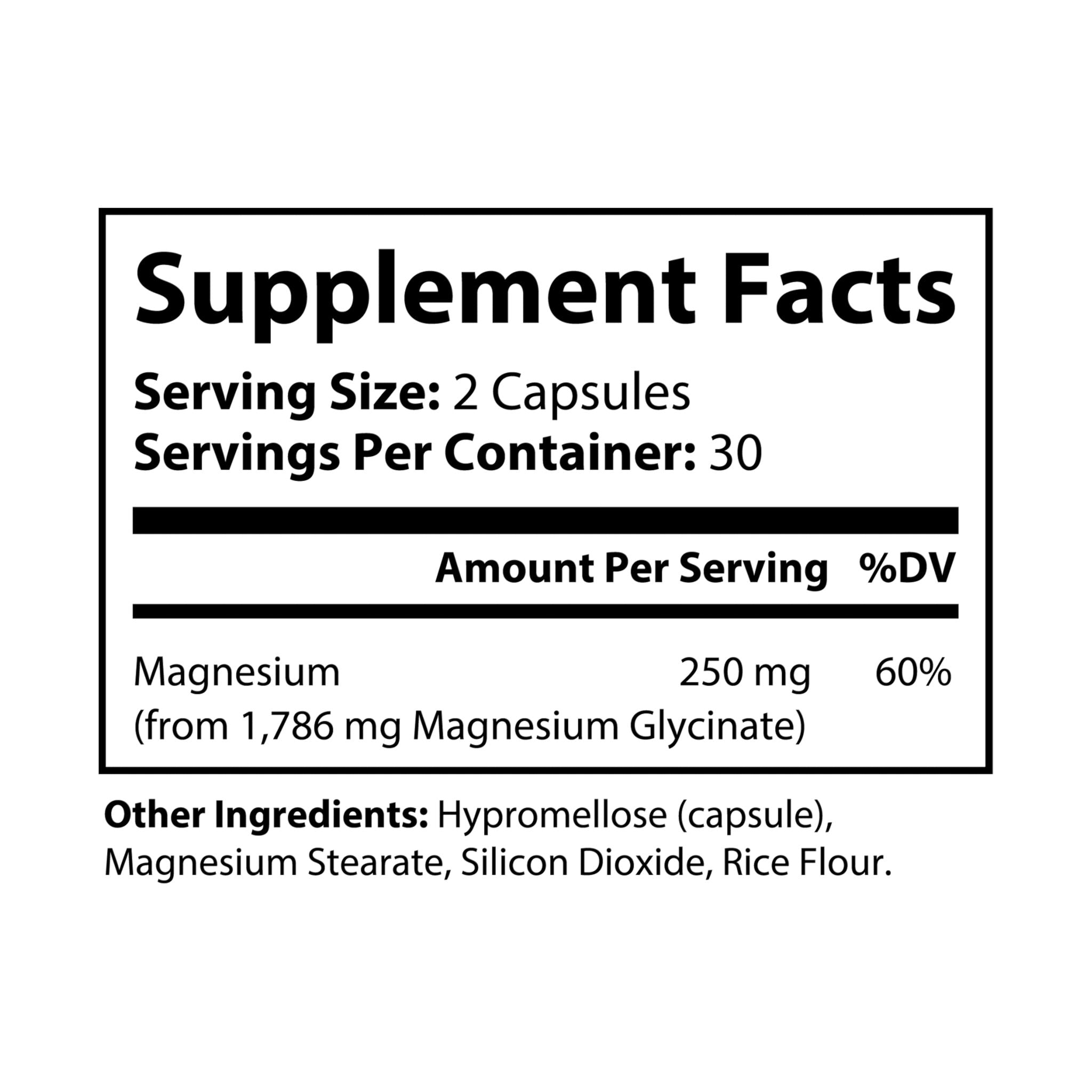 Magnesium Glycinate Supplement (60 Capsules) - La magie de maman