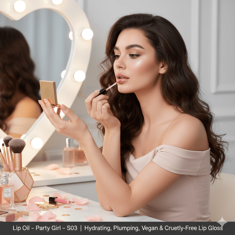 Lip Oil – Party Girl – S03 | Hydrating, Plumping, Vegan & Cruelty - Free Lip Gloss - La magie de maman