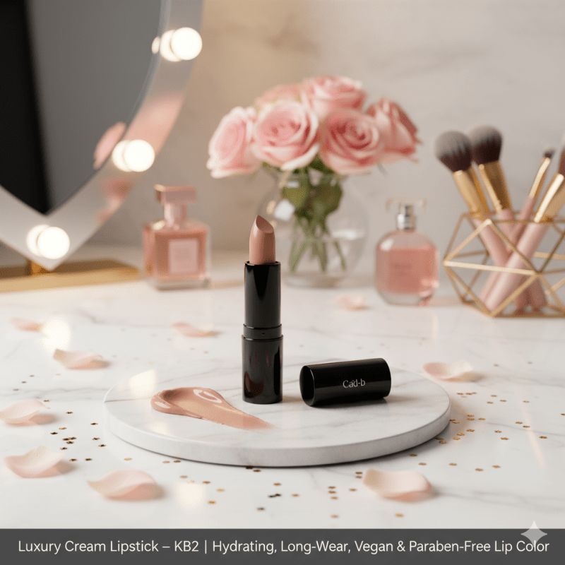 Luxury Cream Lipstick – Naughty Nude – KB2 | Hydrating, Long - Wear, Vegan & Paraben - Free Lip Color - La magie de maman