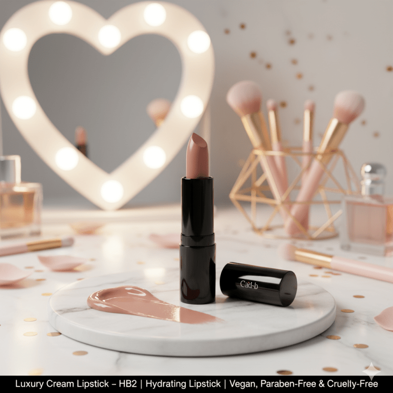 Luxury Cream Lipstick – Next to Nude – HB2 | Hydrating Nude Lipstick | Vegan, Paraben - Free & Cruelty - Free - La magie de maman